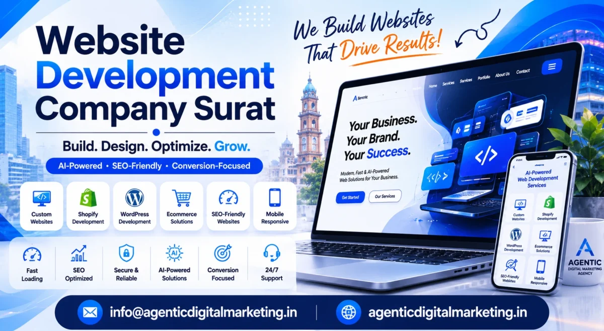 AI-powered Website Development Company in Surat offering Shopify, WordPress, ecommerce, and responsive web development services