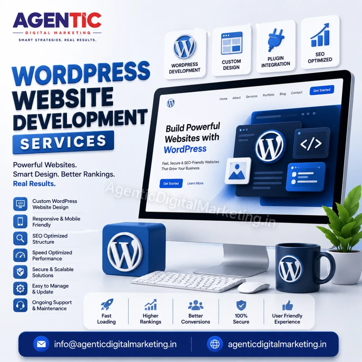 3D WordPress Website Development Services image by Agentic Digital Marketing Agency with SEO-friendly responsive website solutions
